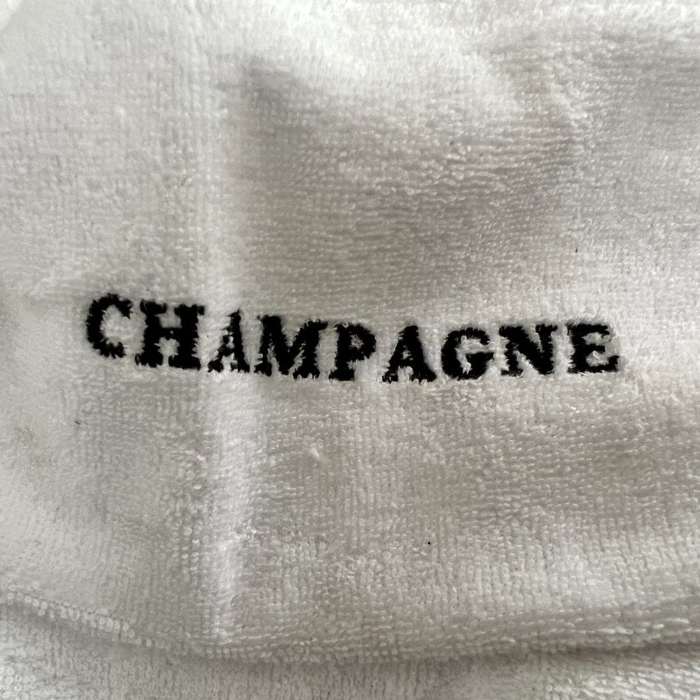 "CHAMPAGNE" White Terry Bucket Hat Unisex - Picture 3 of 4